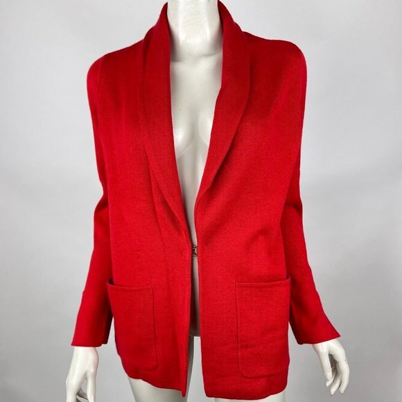 Anthropologie HWR Monogram Owen Red Long‎ Cardigan Wool Button-up Sweater Women - Picture 5 of 14